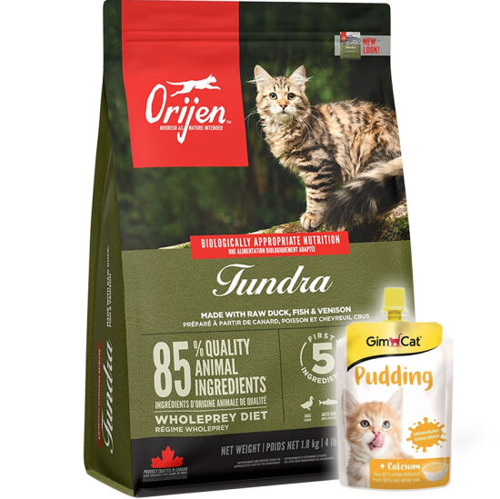 Orijen Tundra Etli Tahılsız Yetişkin Kedi Maması 1,8 Kg + Gimcat Kedi Pudingi 150 Gr - 1