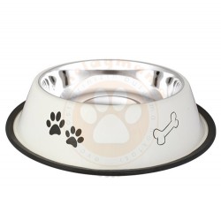 Oripet 24107 Kemik Desenli Beyaz Çelik Köpek Mama Kabı 96 Oz - Oripet