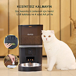 Ovioo Otomatik ve Kameralı Mama Makinesi Wi-Fi 6 Lt - Beyaz - 6