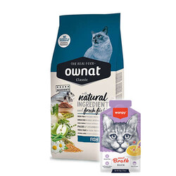 Ownat - Ownat Classic Balıklı Kedi Maması 1,5 Kg + Wanpy 50 Gr Kedi Çorbası