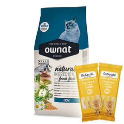 Ownat - Ownat Classic Balıklı Kedi Maması 4 Kg + 2 Adet Dr Sacchi 4 lü Creamy Ödül