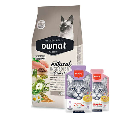 Ownat Classic Light Tavuklu Kedi Maması 4 Kg + 2 Adet Wanpy 50 Gr Kedi Çorbası