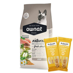 Ownat - Ownat Classic Light Tavuklu Kedi Maması 4 Kg + 2 Adet Dr Sacchi 4 lü Creamy Ödül