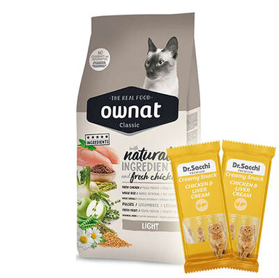 Ownat Classic Light Tavuklu Kedi Maması 4 Kg + 2 Adet Dr Sacchi 4 lü Creamy Ödül