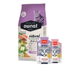 Ownat - Ownat Classic Sterilised Tavuklu Kısırlaştırılmış Kedi Maması 15 Kg + 5 Adet Wanpy 50 Gr Kedi Çorbası