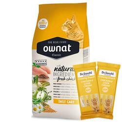Ownat - Ownat Classic Daily Care Tavuklu Kedi Maması 4 Kg + 2 Adet Dr Sacchi 4 lü Creamy Ödül