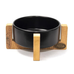 Ozark Seramik ve Ahşap Kedi ve Köpek Mama ve Su Kabı Siyah 400 ML - PetVoda