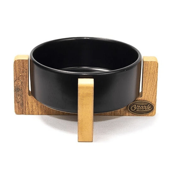 Ozark Seramik ve Ahşap Kedi ve Köpek Mama ve Su Kabı Siyah 400 ML - 1