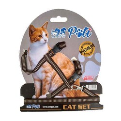 Pati Kahverengi Kedi Göğüs Tasması + Uzatma - Diğer / Other