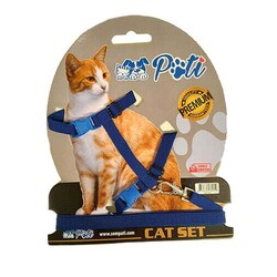 Pati Lacivert Kedi Göğüs Tasması + Uzatma - Diğer / Other