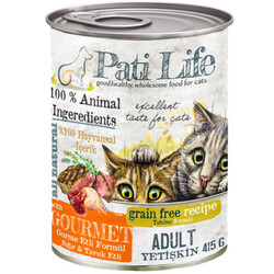 Pati Life - Pati Life Gourmet Sığır ve Tavuk Etli Tahılsız Kedi Konservesi 415 Gr