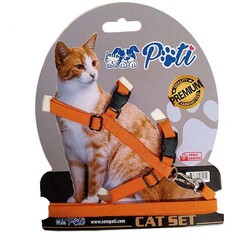 Pati Turuncu Kedi Göğüs Tasması + Uzatma - Diğer / Other
