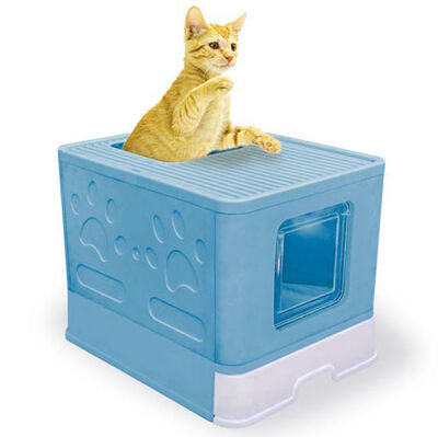 Patigo Çekmeceli Üstten Elekli Kapalı Kedi Tuvaleti - Mavi