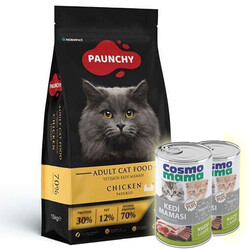 Paunchy - Paunchy Chicken Tavuk Etli Kedi Maması 15 Kg + 2 Adet Cosmo Konserve 415 Gr