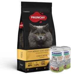Paunchy Chicken Tavuk Etli Kedi Maması 15 Kg + 2 Adet Cosmo Konserve 415 Gr - Paunchy
