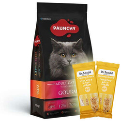 Paunchy - Paunchy Gourmet Tavuk Etli Kedi Maması 15 Kg + 5 Adet Dr Sacchi 4 lü Creamy Ödül