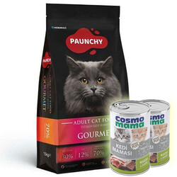 Paunchy - Paunchy Gourmet Tavuk Etli Kedi Maması 15 Kg + 2 Adet Cosmo Konserve 415 Gr