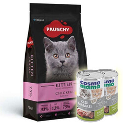 Paunchy - Paunchy Kitten Tavuk Etli Yavru Kedi Maması 15 Kg + 2 Adet Cosmo Konserve 415 Gr