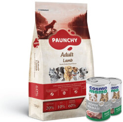 Paunchy Kuzu Etli Yetişkin Köpek Maması 15 Kg + 2 Adet Cosmo Konserve 415 Gr - Paunchy