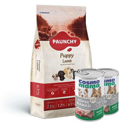 Paunchy - Paunchy Puppy Kuzu Etli Yavru Köpek Maması 15 Kg + 2 Adet Cosmo Konserve 415 Gr