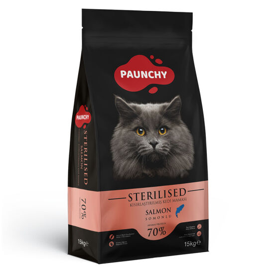 Paunchy Sterilised Somonlu Kısırlaştırılmış Kedi Maması 15 Kg + 2 Adet Cosmo Konserve 415 Gr - 2