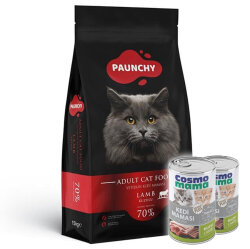 Paunchy Lamb Kuzu Etli Kedi Maması 15 Kg + 2 Adet Cosmo Konserve 415 Gr - 1