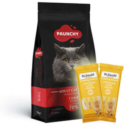 Paunchy - Paunchy Lamb Kuzu Etli Kedi Maması 15 Kg + 5 Adet Dr Sacchi 4 lü Creamy Ödül