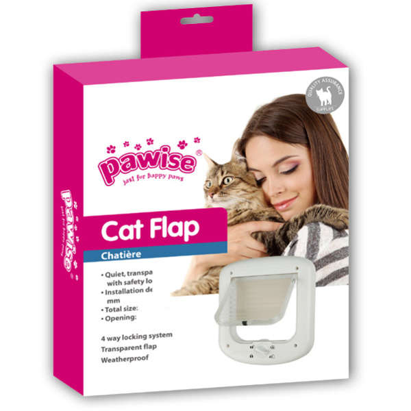 Pawise 28051 Cat Flap 4 Yollu Kedi Kapısı Beyaz 23,8x26,7 Cm Kedi