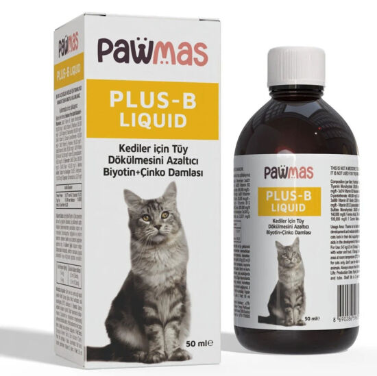 Pawmas Plus-B Liquid Köpekler için Tüy Dökülmesini Azaltıcı Biyotin ve Çinko Kedi Damlası 50 ML - 1