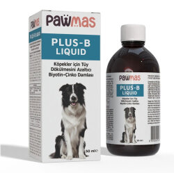 Pawmas Plus-B Liquid Köpekler için Tüy Dökülmesini Azaltıcı Biyotin ve Çinko Köpek Damlası 50 ML - Pawmas