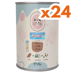 Pawra - Pawra Ciğerli Yetişkin Kedi Konservesi 415 Gr x 24 Adet