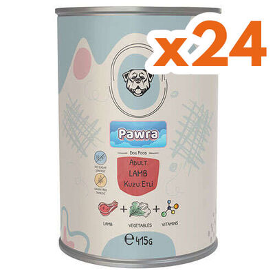 Pawra Kuzu Etli Yetişkin Köpek Konservesi 415 Gr x 24 Adet - 1