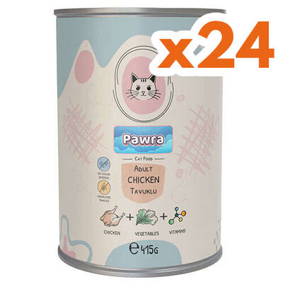 Pawra Tavuklu Yetişkin Kedi Konservesi 415 Gr x 24 Adet - 1