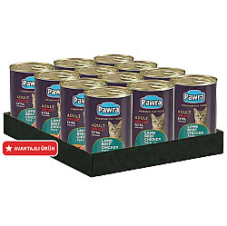 Pawra Yetişkin Kedi Karışık Etli Pate Konserve 410 Gr x 12 Adet - Pawra
