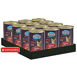 Pawra Yetişkin Kedi Kuzu Etli Pate Konserve 410 Gr x 12 Adet - Pawra