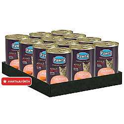 Pawra Yetişkin Kedi Somon Etli Pate Konserve 410 Gr x 12 Adet - Pawra