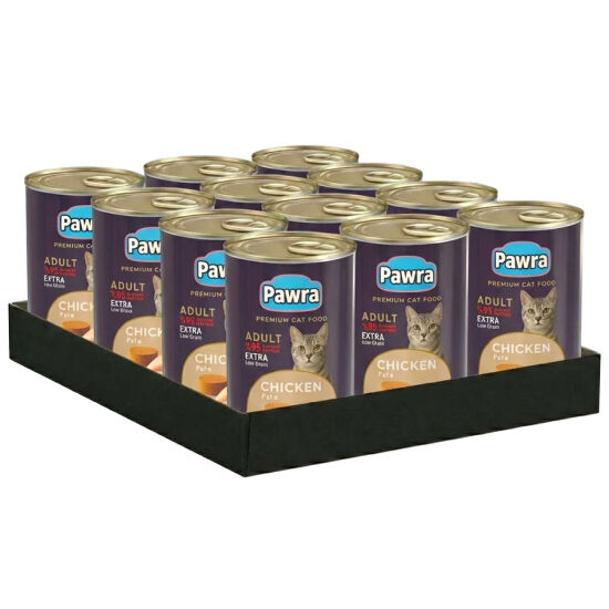 Pawra Yetişkin Kedi Tavuk Etli Pate Konserve 410 Gr x 12 Adet - 1