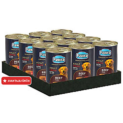 Pawra Yetişkin Köpek Dana Etli Pate Konserve 400 Gr x 12 Adet - Pawra