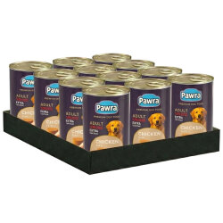 Pawra Yetişkin Köpek Tavuk Etli Pate Konserve 410 Gr x 12 Adet - Pawra