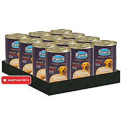 Pawra Yetişkin Köpek Tavuk Etli Pate Konserve 400 Gr x 12 Adet - Pawra