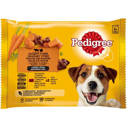 Pedigree - Pedigree Adult Pouch Biftekli, Kuzulu, Hindili, Havuçlu Köpek Yaş Maması 100 Gr x 4 
