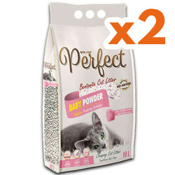 Perfect İnce Taneli Bebek Pudralı Topaklanan Kedi Kumu 10 Lt X 2 Adet - Perfect