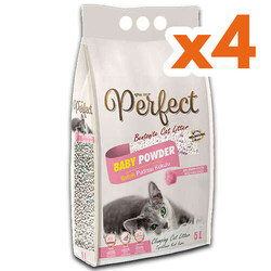 Perfect İnce Taneli Bebek Pudralı Topaklanan Kedi Kumu 5 Lt X 4 Adet - Perfect