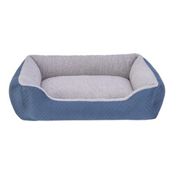 Pet Comfort Bravo Duo Köpek Yatağı Mavi/Gri Peluş M 75x60cm - Pet Comfort