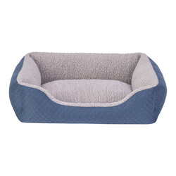 Pet Comfort Bravo Duo Kedi ve Köpek Yatağı Mavi/Gri Peluş S 55x45cm - Pet Comfort
