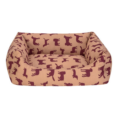 Pet Comfort Uniform Bej-Bordo Kedi ve Köpek Yatağı M 60x50cm - 1