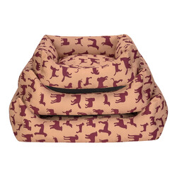 Pet Comfort Uniform Bej-Bordo Kedi ve Köpek Yatağı M 60x50cm - 4