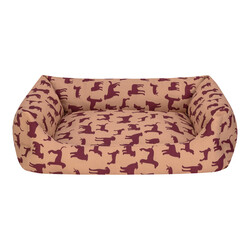 Pet Comfort - Pet Comfort Uniform Bej-Bordo Köpek Yatağı M 60x70cm