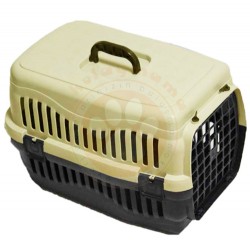 Diğer / Other - Kedi ve Köpek Plastik Taşıma Kafesi Açık Kahve (48,5x32x32 Cm)