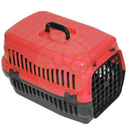 Diğer / Other - Kedi ve Köpek Plastik Taşıma Kafesi Kırmızı (48,5x32x32 Cm)